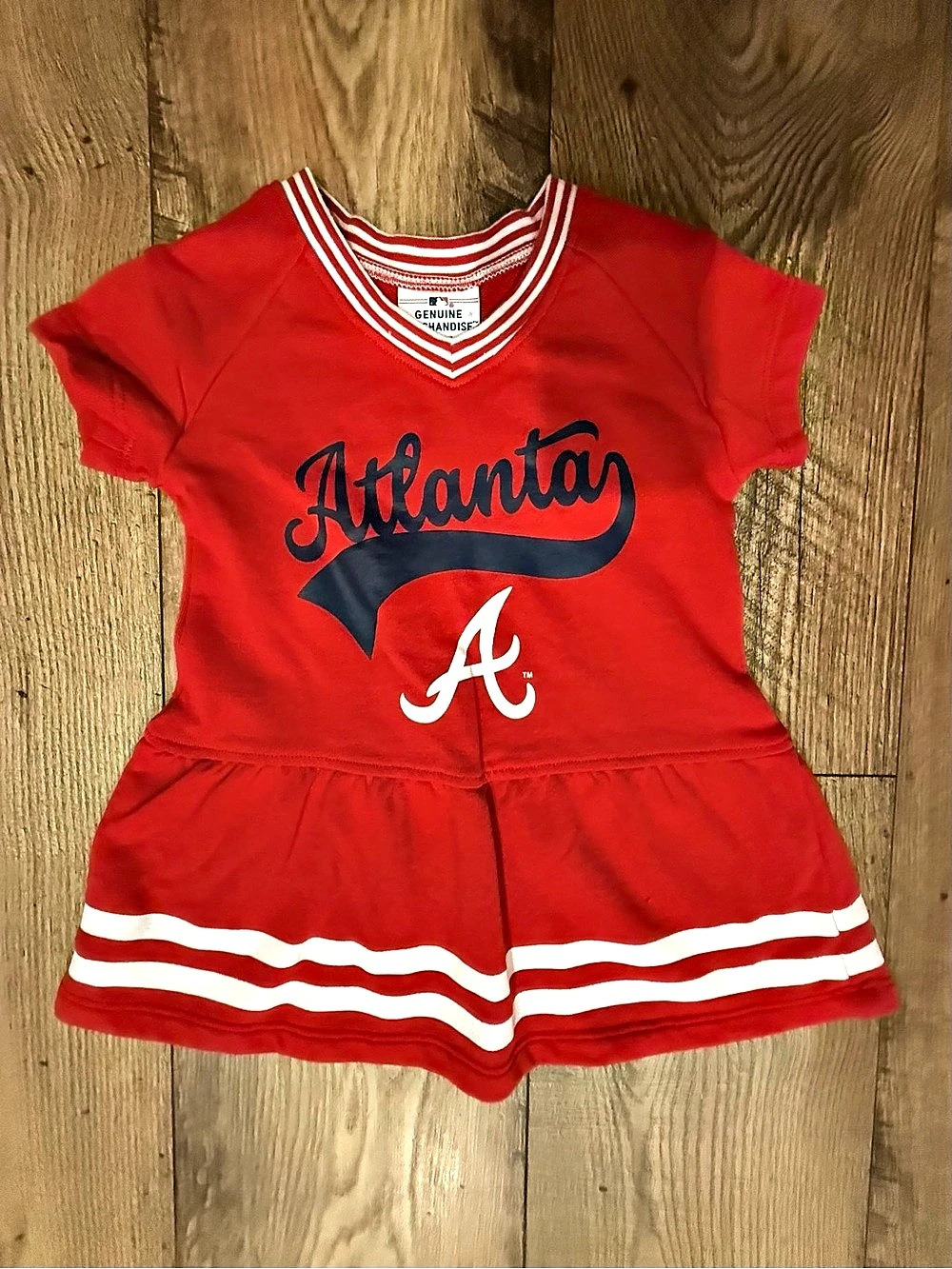Genuine Merchandise Atlanta Braves Girls Red White Dress Size 2T
